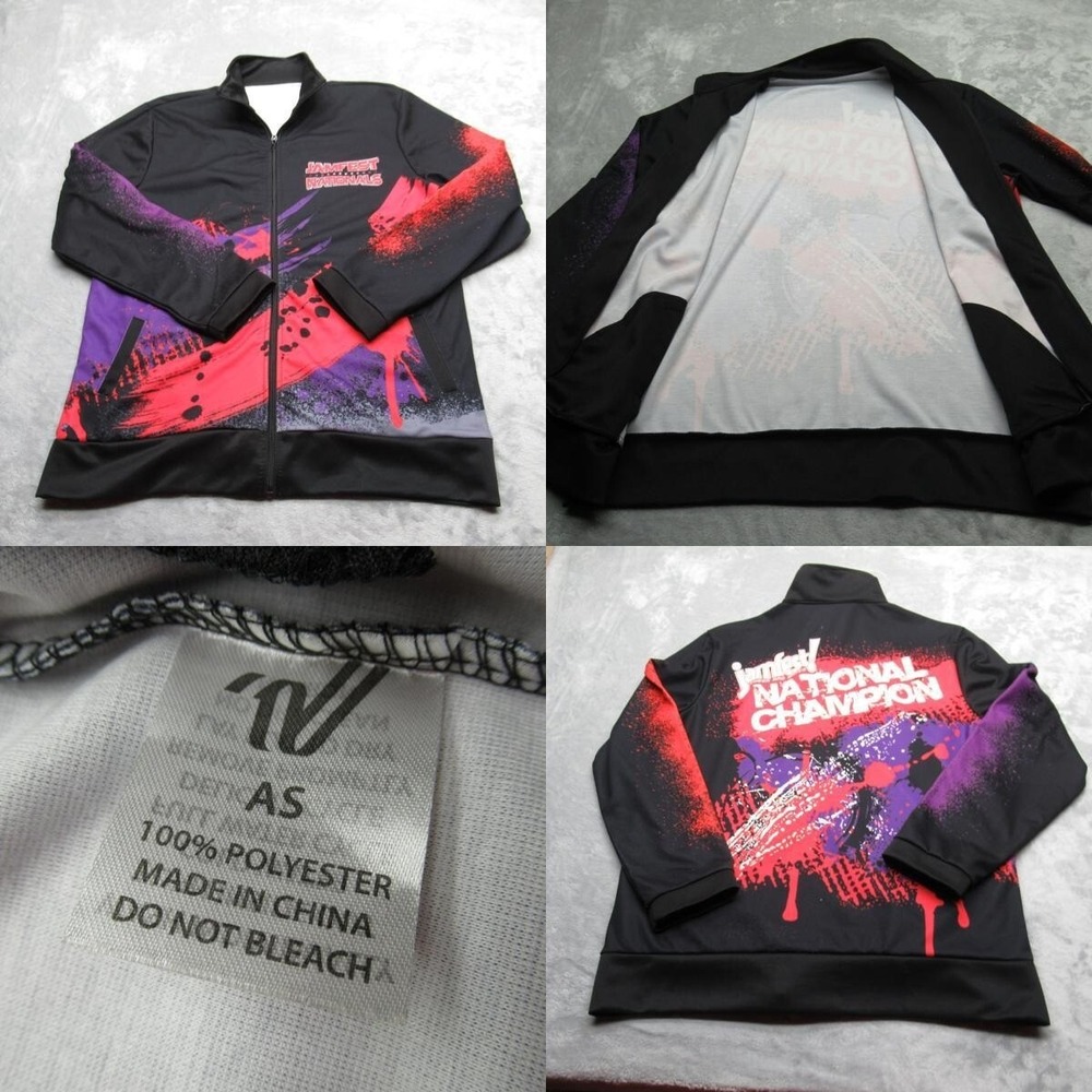 Jamfest Nationals Track Jacket Men Small Black Pockets Full Zip Cheer Athletic
